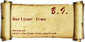 Berliner Irma névjegykártya